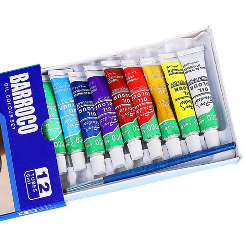 12 couleurs/set Professionnel peintures À L'huile couleurs peinture dessin pigments fournitures d'art art set peinture à l'huile set avec1 brosse ► Photo 1/6