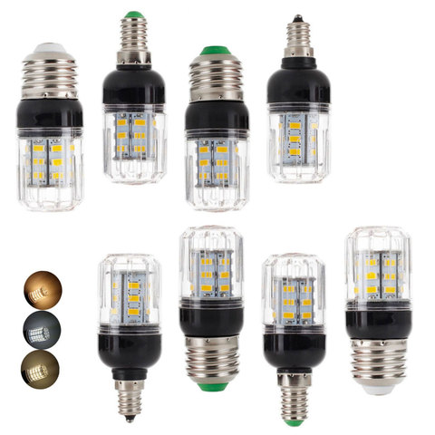 Ampoule à maïs E27 E14 E12 E26 SMD 5730 27LED s, 7W LED maïs, lustre de noël, éclairage domestique, bougie, AC 110V 220V DC 12V 24V ► Photo 1/6