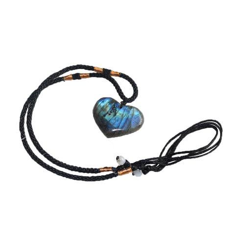 1 pièces pendentif coeur naturel Labradorite collier gemme pierre de lune artisanat enveloppement tresse radioprotection pierre originale macramé accrocher ► Photo 1/6