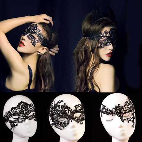 Masque en dentelle noir 1 pièce, masque noir fleuri, Cool, masque pour soirée mascarade, tenue de fantaisie, décoration fantaisie pour fête d'halloween ► Photo 1/6