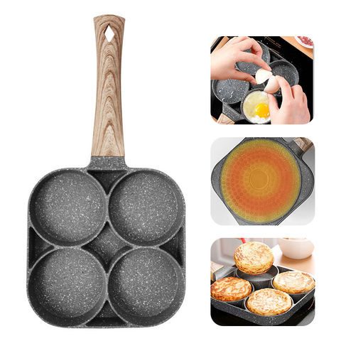 4 trous poêle marmite antiadhésive fabricant de crêpes maison petit déjeuner oeuf Burger Pot pour cuisinière à gaz cuisinière à Induction ustensiles de cuisine ► Photo 1/6