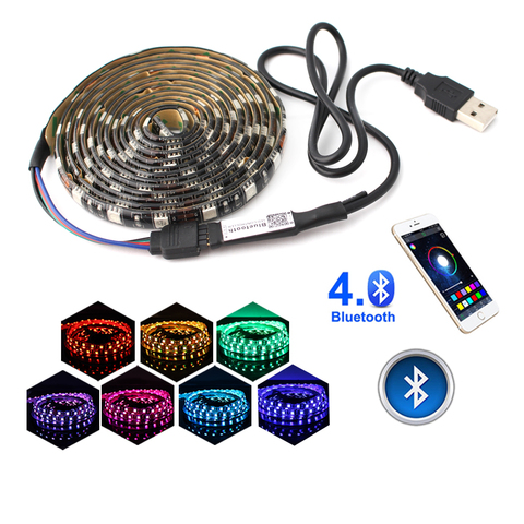 5 V LED RGB bandes USB lumière étanche 5050 Bluetooth contrôleur USB 5 V néon 50CM 5M Led bande de lumière RGB ruban TV rétro-éclairage ► Photo 1/6