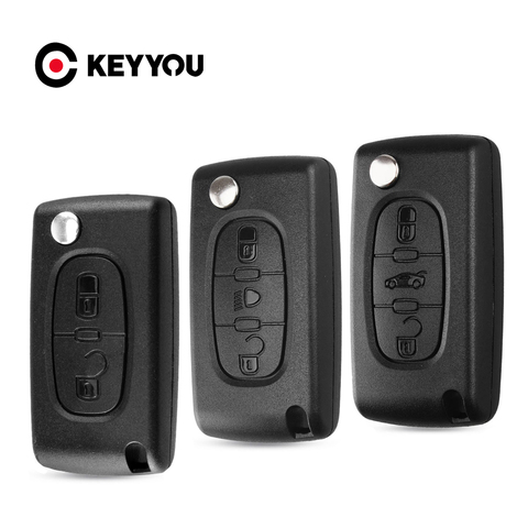 KEYYOU – coque de clé télécommande pliable à 3/2 boutons, pour Peugeot 206 407 307 sw 607 et citroën C2 C3 C4 C5 C6 berlingo ► Photo 1/6