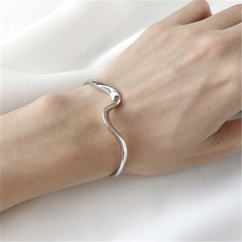 HUANZHI 2022 nouvelle tendance Simple flexion eau modèle vague Arc ouverture Bracelet pour femmes filles fête bijoux cadeau ► Photo 1/6