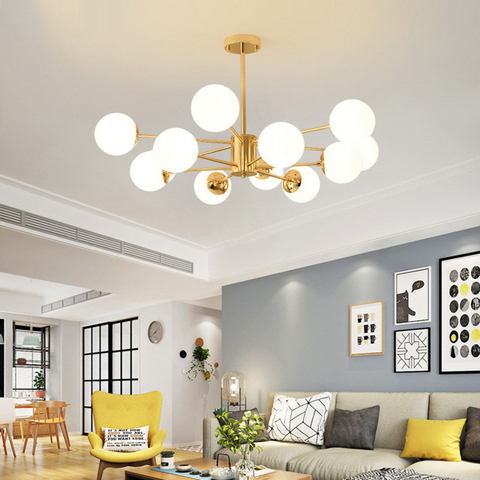 Plafonnier suspendu composé de boules de verre, design moderne, luminaire décoratif décoratif de plafond, idéal pour un salon, une chambre à coucher, une salle à manger, E27 LED ► Photo 1/6