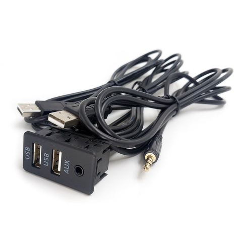 Biurlink – interrupteur externe universel avec 2 prises USB, 150CM, 2 Styles, adaptateur de câble AUDIO, pour FORD TOYOTA ► Photo 1/6