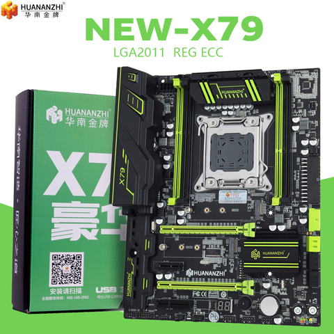 HUANANZHI X79 carte mère dorée V2.49 LGA2011 ATX USB3.0 SATA3 PCI-E NVME M.2 SSD support REG ECC mémoire et processeur Xeon E5 ► Photo 1/4