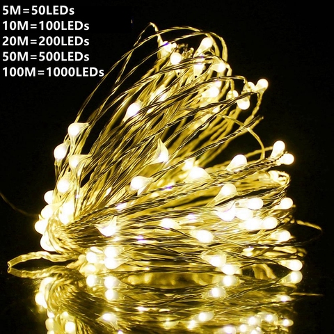 Guirlande de mariage pour arbre de noël, guirlande de mariage, fil de cuivre 10M 20M 50M 100M, LED M, alimenté par dc 12v ► Photo 1/6