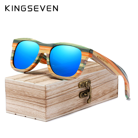 KINGSEVEN-lunettes de soleil polarisées, monture complète en bambou, en bois, pour hommes et femmes, marque originale ► Photo 1/5