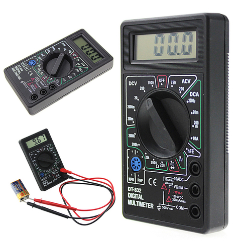 Nouveau professionnel DT832 multimètre numérique LCD DC voltmètre ampèremètre Ohm testeur ► Photo 1/6