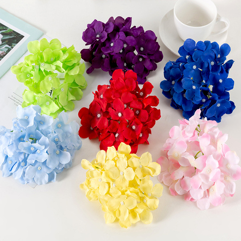 Bouquet de fleurs hortensia artificielles 16CM | Tissu en soie, tissu de Rose de printemps, Bouquet de mariée, décor de mariage à domicile, fournitures de Scrapbooking pour travaux manuels ► Photo 1/6