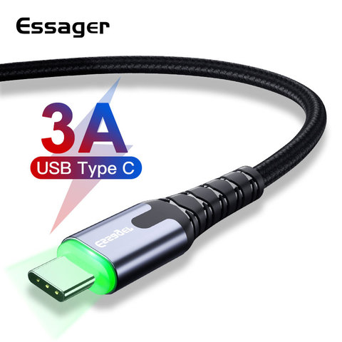 Essager Lighting câble de USB C telephone charge rapide USBC type-c câble led pour oneplus 6t 5 one plus 6t Samsung S10 A50 M30 Huawei mate 20 10 Lite P30 P20 Pro Xiao mi max 3 chargeur de USB-C de téléphone portable ► Photo 1/6