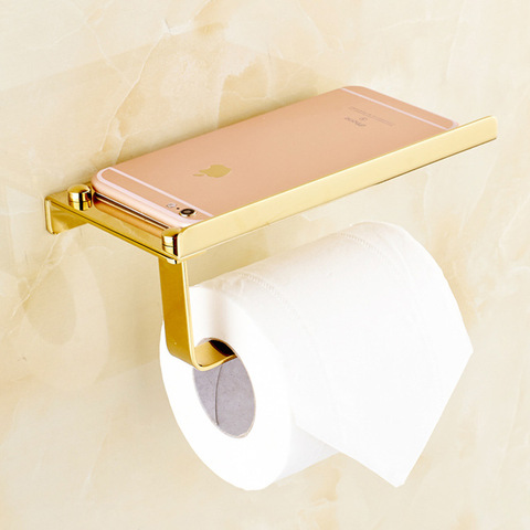 Porte-papier de salle de bain et téléphone portable, étagère en acier inoxydable, porte-papier hygiénique, porte-serviettes, accessoires de salle de bain ► Photo 1/6