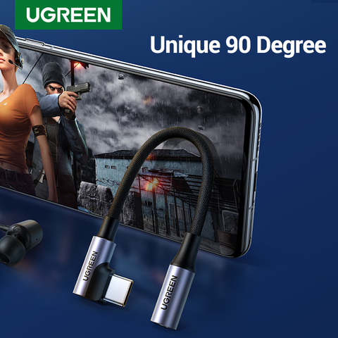 UGREEN – adaptateur d'écouteurs USB C femelle à mâle, convertisseur de câble Audio AUX, 90 degrés 3.5mm, pour Huawei P40 ► Photo 1/6