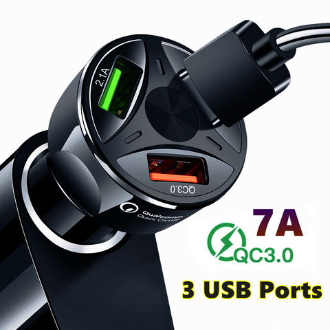 Chargeur de voiture USB QC 3.0, Charge rapide, adaptateur allume-cigare pour iPhone, Samsung, Huawei, Xiaomi, Charge de téléphone ► Photo 1/6