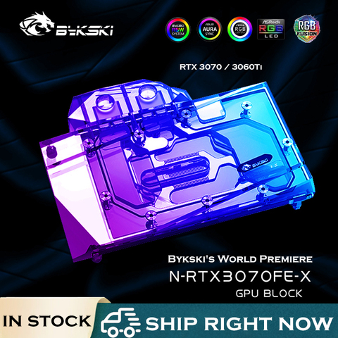 Bykski N-RTX3070FE-X 3070 GPU bloc pour NVIDIA fondateurs RTX 3070 3060Ti carte vidéo, refroidisseur d'eau VGA refroidissement radiateur A-RGB SYNC ► Photo 1/5