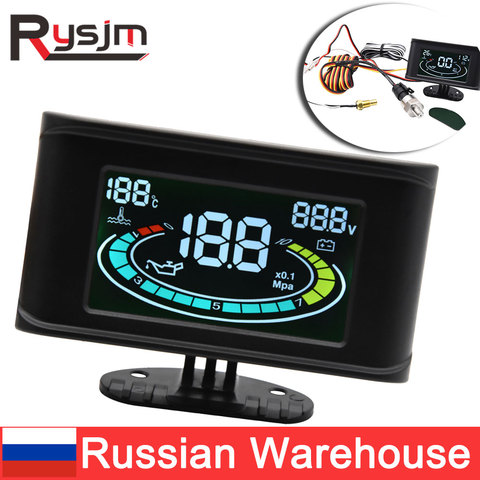 Numérique 3 en 1 jauge de température d'eau pour voltmètre de voiture pression d'huile compteur de température d'eau 1/8 NPT capteur de pression d'huile 10mm 12-24V ► Photo 1/6