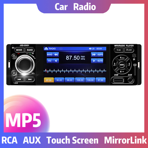 Autoradio avec écran tactile Bluetooth de 4 pouces, 1 Din, lecteur MP5, stéréo, mirrorlink, caméra de recul ► Photo 1/5