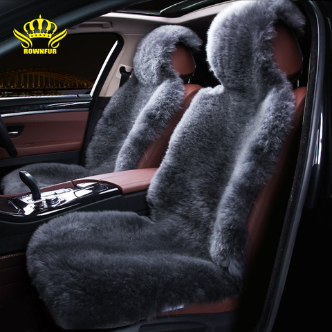 Housse de siège de voiture en peau de mouton naturelle adaptée à la plupart des voitures ► Photo 1/6
