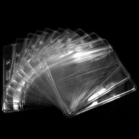 Lot de 10 porte-cartes d'identité en plastique Transparent Horizontal en vinyle, porte-cartes bancaires avec fermeture éclair ► Photo 1/6