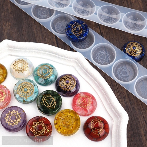 Kit de moulage en résine époxy avec pendentif 7 Chakras Orgone, 2 pièces ► Photo 1/6