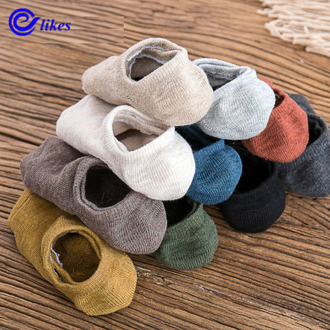 Chaussettes invisibles pour homme, 3 paires, en coton de Style serviette, chaudes, antidérapantes, en bateau, en gel de silice, de haute qualité ► Photo 1/6