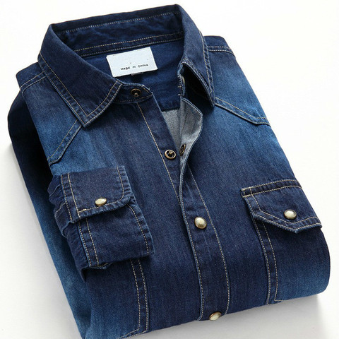 Chemise en Denim à manches longues pour homme, 100% coton doux, deux poches, Streetwear, de qualité, printemps-automne ► Photo 1/6