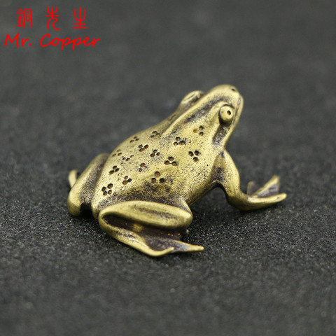 Statue Mini grenouille en cuivre Vintage | Ornements, Figurines d'animaux rétro en laiton, jouet, accessoires de décoration pour la maison, décorations de bureau, cadeaux ► Photo 1/6