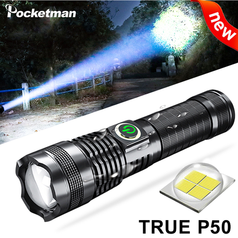 Lampe torche XHP50, 800000 Lumens, batterie lampe de poche LED intégrée, recharge USB, 5 Modes, lampe avec affichage d'alimentation Zoomable ► Photo 1/6