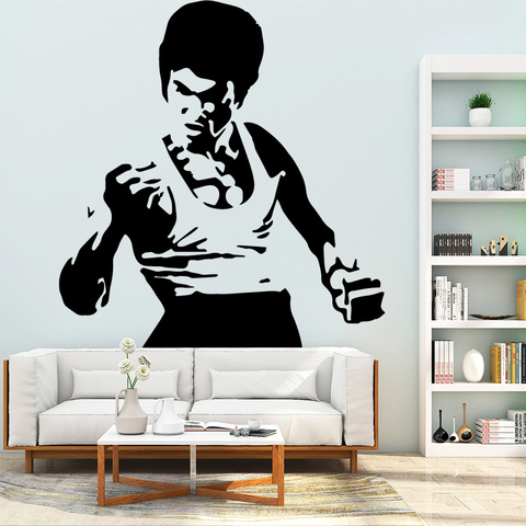 Autocollants muraux modernes Bruce Lee en vinyle, décoration pour ameublement de maison, décor naturel pour chambre d'enfants, décalcomanies d'art ► Photo 1/6