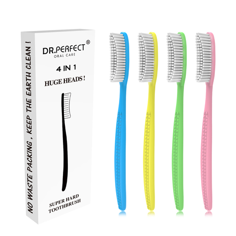 Brosse à dents Super dure Extra grande tête pour adulte, brosse à dents manuelle et ferme, 4 pièces ► Photo 1/1