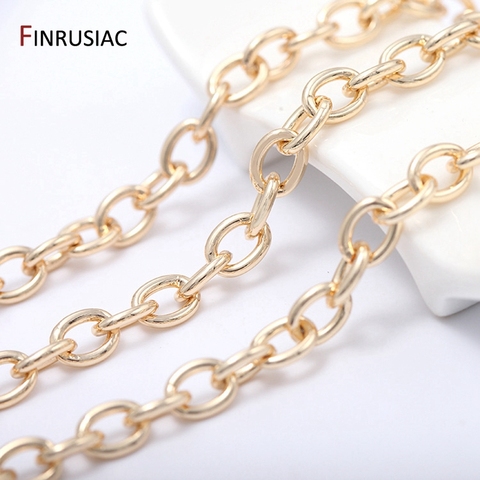 Chaîne cubaine en laiton plaqué or véritable 14K, métal épais de 1.5mm, pour la fabrication de bijoux, collier, Bracelet, résultats ► Photo 1/6