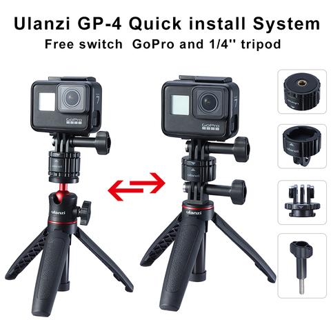 Ulanzi GP-4 Base de fixation magnétique à dégagement rapide GoPro et adaptateur de Base pour trépied 1/4 ''pour accessoires GoPro Max/8/7/6/5/4/3 ► Photo 1/6