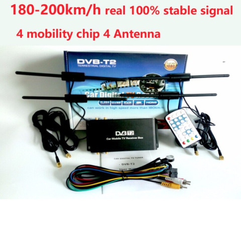 Transmission gratuite de 180-200Km/H 4 antenne DVB T2 voiture 4 numérique Mobile puce Radio HD 1080 P TV récepteur DVB-T2 voiture ► Photo 1/5