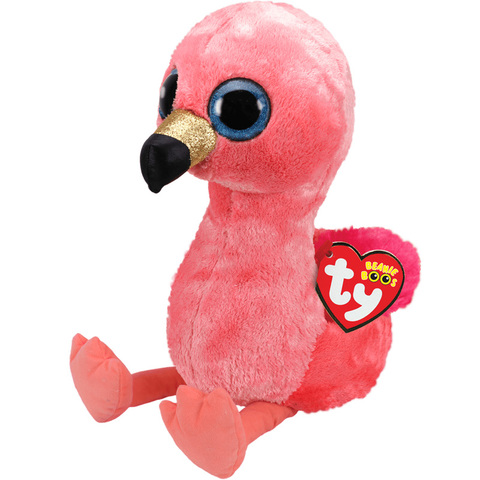 Ty – poupée en peluche de flamant rose pour enfants, jouet en tissu de soie, avec étiquette, grand oeil, bonnet, Animal, cadeau d'anniversaire, 15cm ► Photo 1/5