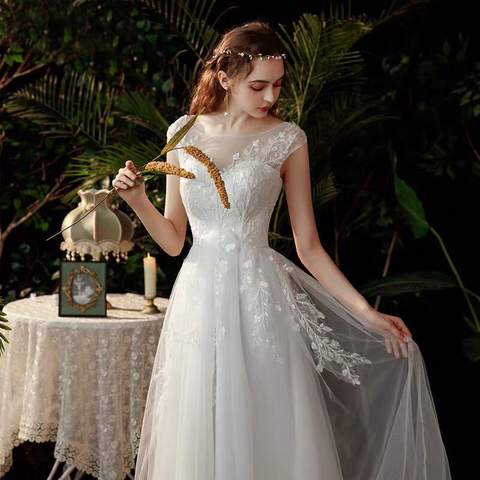 Robe de mariée longue en dentelle, style Boho, simple, pour future mariée ► Photo 1/6