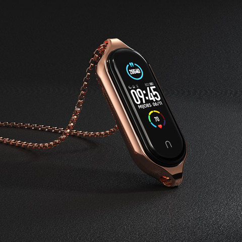 Collier pour Mi Band 5 Bracelet sangle pour Mi Smart Bend 5 pendentif pour Xiaomi Miband 4 3 métal Bracelet suspendu cou décoration ► Photo 1/6