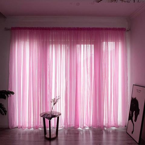 27 couleur unie rideau transparent pour salon fenêtre chaîne rideaux chambre drapé panneau Tulle traitements 100x20 0/200x270cm ► Photo 1/5