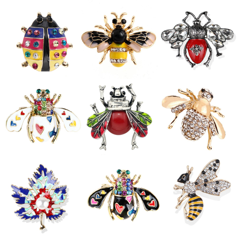 Strass abeille broche émail broche Antique couleur mode insectes broches pour femmes beaux bijoux Animal petites abeilles broches ► Photo 1/6