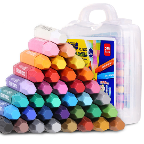 Deli – crayons de couleur en plastique, bâtons de peinture, 12 à 36 couleurs, pour enfants, étudiants, caryon ► Photo 1/6