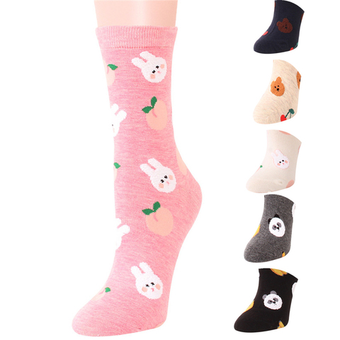 Chaussettes de nouvel an pour femmes, automne-hiver, chaussettes d'animaux drôles, mode dames et femmes, chaussettes mignonnes en coton avec dessin animé ► Photo 1/6