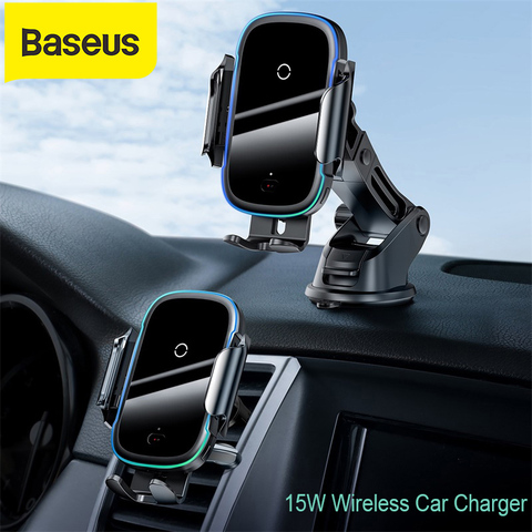 Baseus – chargeur sans fil Qi 15W pour voiture, support de téléphone pour voiture, double Mode Intelligent à infrarouge, charge rapide sans fil ► Photo 1/6