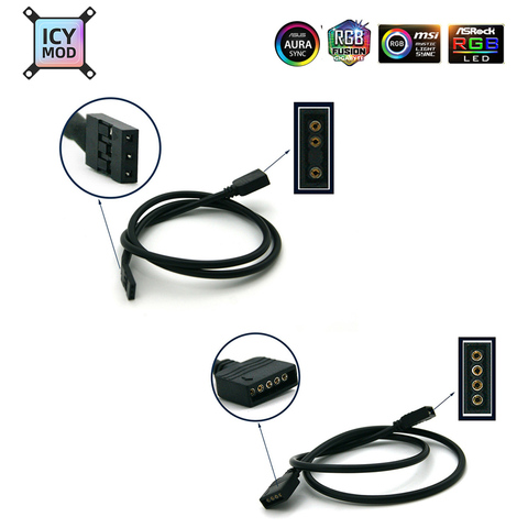 Carte mère Gigabyte AURA 5 broches/4 broches 12V / 3 broches, VDG 3 broches, 5V, ligne PVC GIGA AURA SYNC head, refroidisseur d'eau à câble de transfert RGB ► Photo 1/3