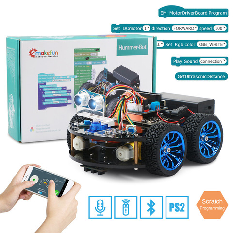 4WD Robot intelligent voiture bricolage pour Arduino R3, Kit d'apprentissage robotique de démarrage APP RC tige jouet enfant, Support bibliothèque à gratter ► Photo 1/1