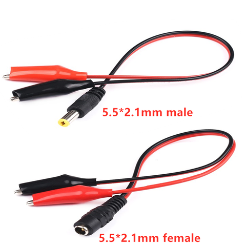 1 pièces pince Crocodile à mâle ou femelle prise d'alimentation cc adaptateur de connecteur 25CM fil 12V cc 5.5x2.1mm Clips crocodiles fils d'essai ► Photo 1/3