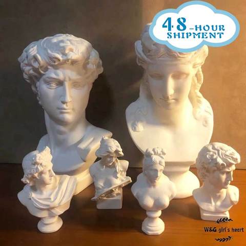 Art nordique décoration de la maison ornements tête Portraits David Apollo mythologie grecque Figurine Mini plâtre artisanat célèbre Sculpture ► Photo 1/6