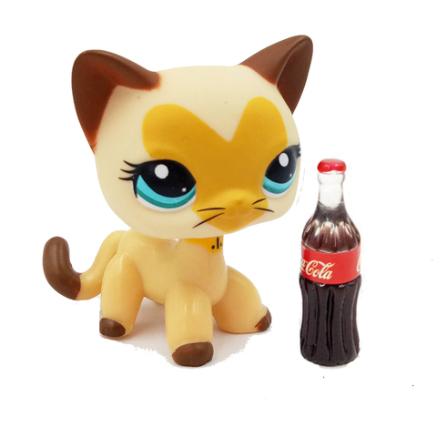 LPS chat nourriture accessoires pour animalerie mignon jouets chat debout réel cheveux courts chaton avec boisson burger original livraison gratuite ► Photo 1/4