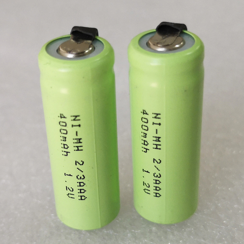 US 400mah 1.2V 2/3AAA ni-mh batterie rechargeable 2/3 AAA nimh cellule avec onglets à souder broches pour bricolage LED lumière solaire ► Photo 1/4