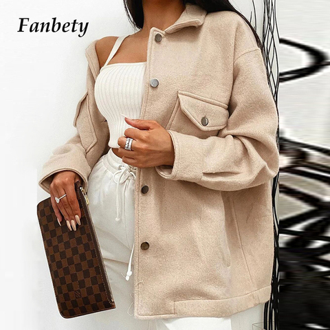 Veste en cuir femme, boutonnage simple, manteau Vintage solide, poche à boutons, vêtements d'extérieur à manches longues ► Photo 1/6