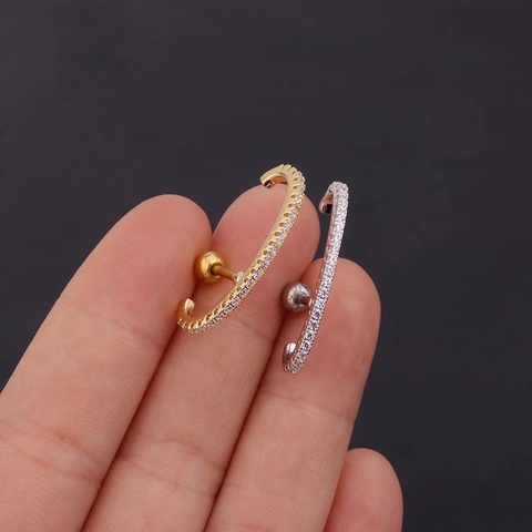 16G CZ Cartilage goujon Simple Tragus boucle d'oreille conque dos plat délicat Piercing ► Photo 1/6